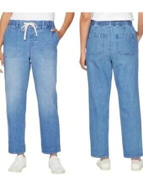 Buffalo David Bitton Sz L/G Pull-On Drawstring Jeans Women's Ankle Cropped NWOT